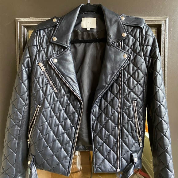 IRO navy blue quilted leather jacket. Size 36 (4 US). NwoT - Picture 8 of 11